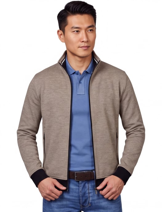 Katoenen Baileys vest khaki rits - Image 2