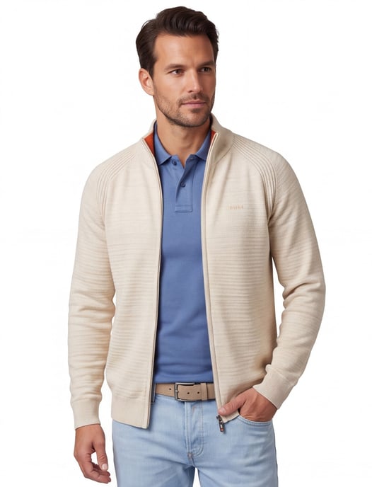 NZA vest Oakley beige gemeleerd normale fit katoen - Image 1