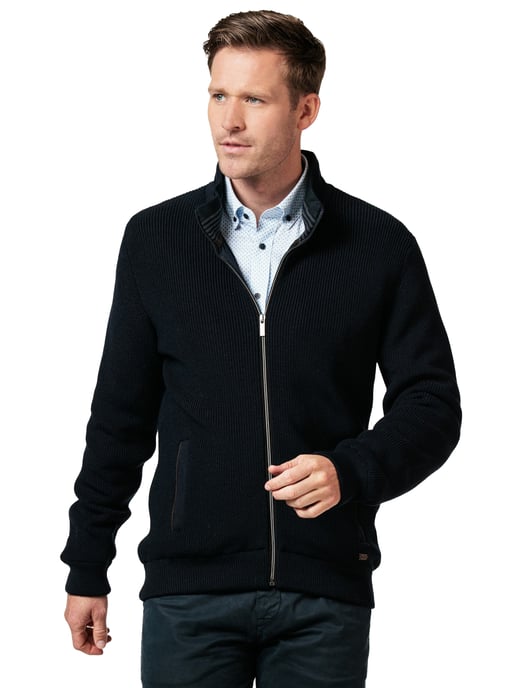 Baileys vest opstaande kraag donkerblauw zilveren rits effen wol - Image 1