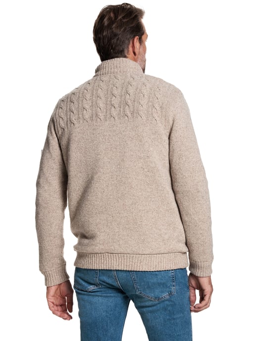 Baileys vest opstaande kraag beige rits effen wol textuur - Image 2