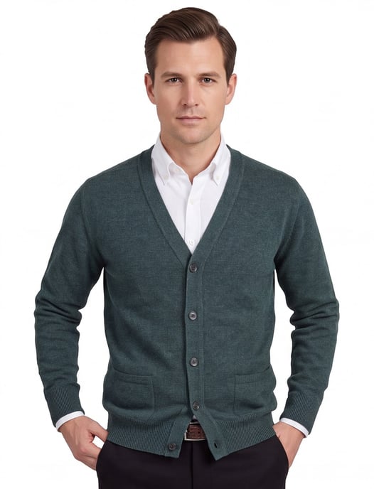 William Lockie vest groen melange lamswol - Image 1