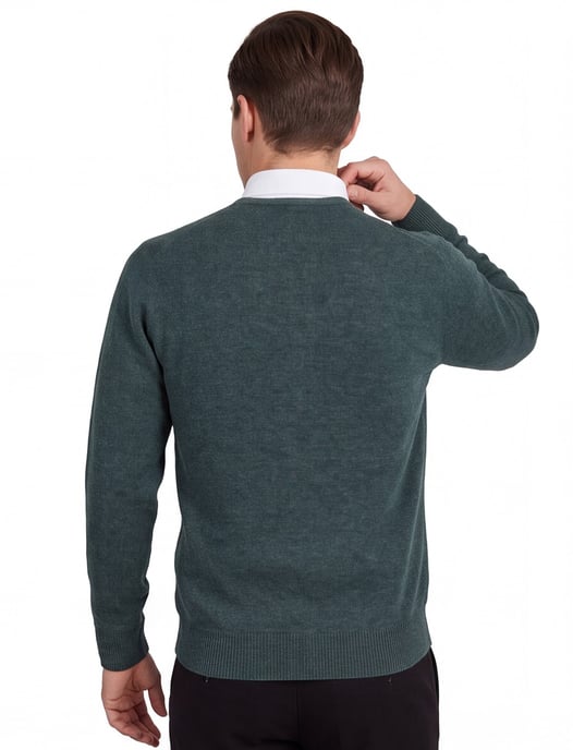 William Lockie vest groen melange lamswol - Image 2