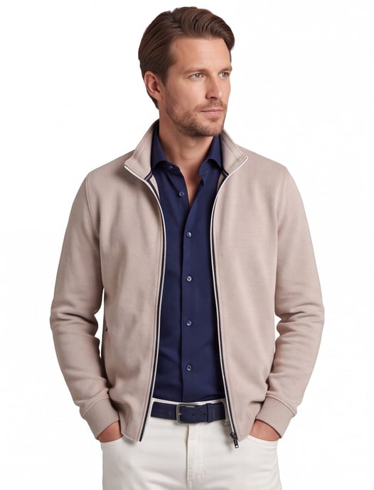 vest Baileys beige witte rits normale fit - Image 1
