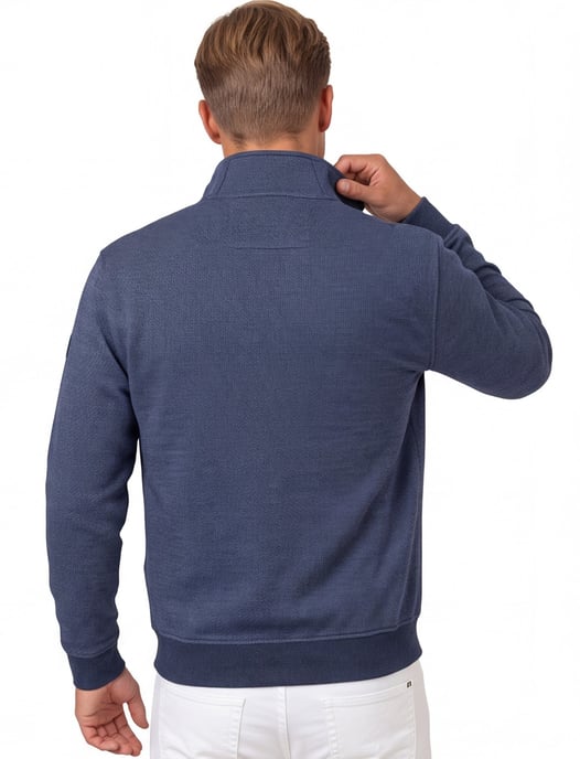 vest Baileys donkerblauw normale fit met boord witte rits - Image 2