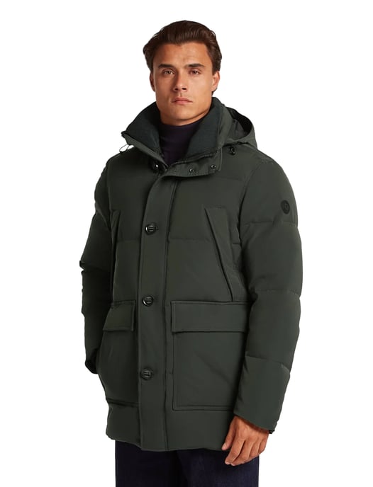 winterjas Reset effen groen normale fit capuchon - Image 1