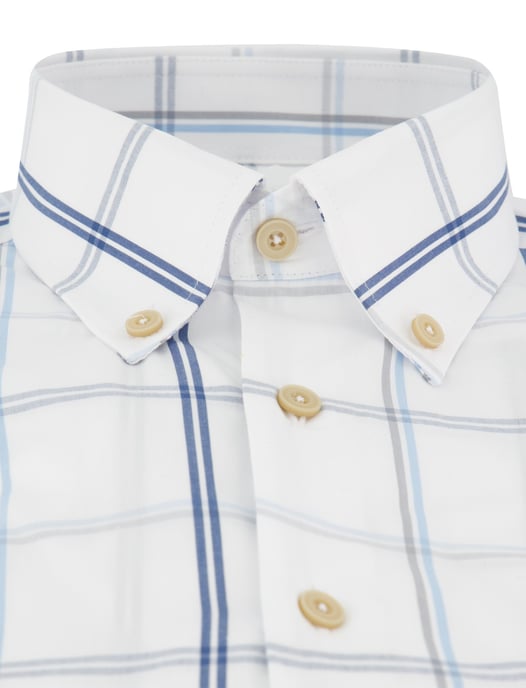 Ledub Modern Fit overhemd wit geruit korte mouw - Image 3