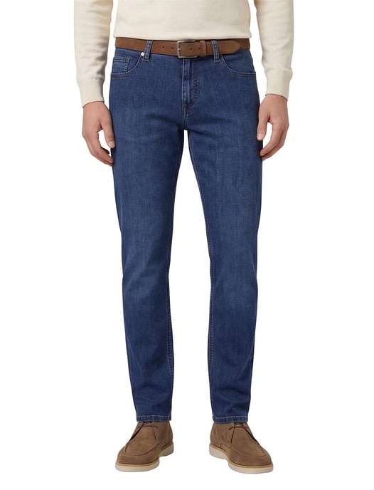 Alberto broek blauw denim effen katoen - Image 1