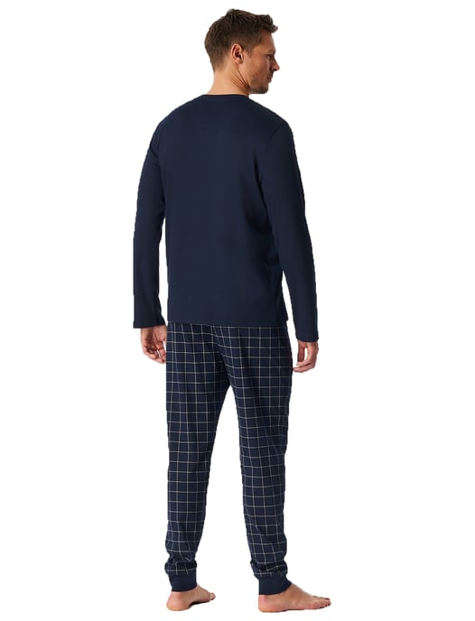 Pyjama Schiesser donkerblauw met ruitjes - Image 2