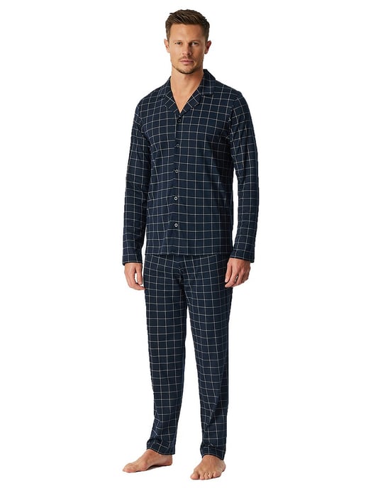 Lange Schiesser pyjama navy geruitte broek - Image 1