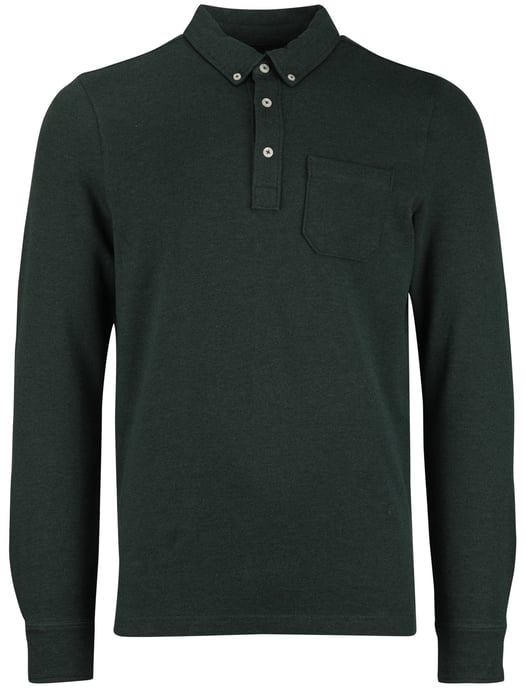 Scotland Blue Polo Langemouw groen borstzak katoen - Image 3