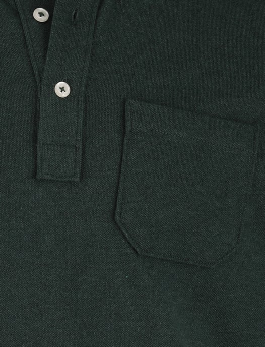 Scotland Blue Polo Langemouw groen borstzak katoen - Image 4