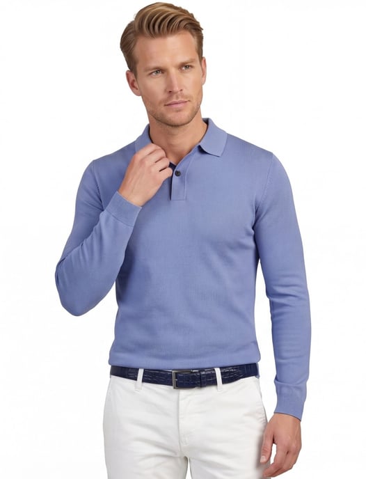 blauw elegant Genti polo lange mouw - Image 1