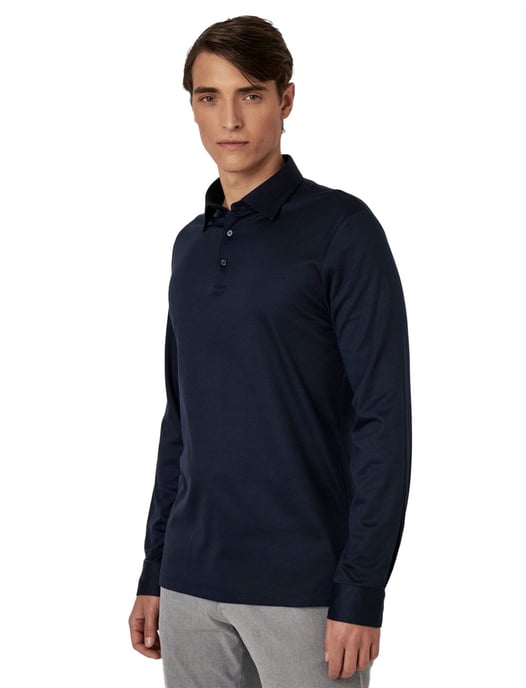 poloshirt Desoto Kent donkerblauw effen slim fit - Image 1