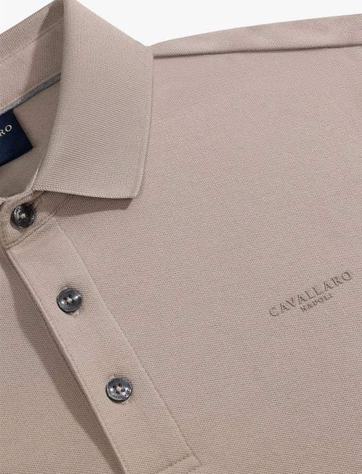 Polo lange mouw Cavallaro Napoli beige regular fit - Image 3
