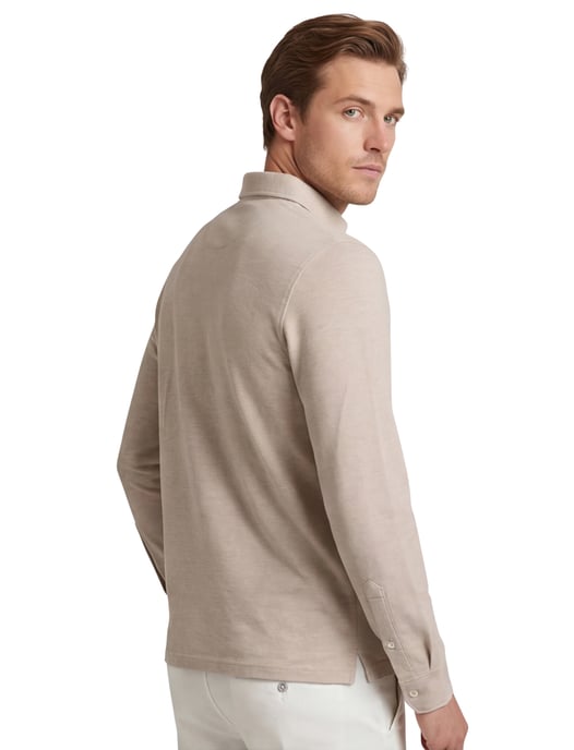 Scotland Blue Polo lange mouw beige borstzak katoen - Image 2
