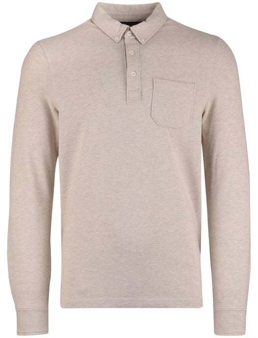 Scotland Blue Polo lange mouw beige borstzak katoen - Image 3