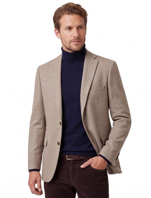 Colbert Carl Gross Theo beige visgraat wol - Image 1