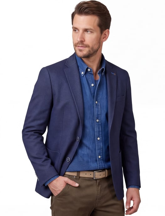 Roy Robson colbert normale fit donkerblauw geruit - Image 1