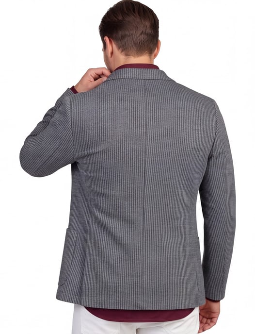 colbert Roy Robson grijs effen slim fit gebreid - Image 2