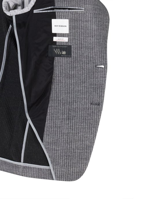 colbert Roy Robson grijs effen slim fit gebreid - Image 4