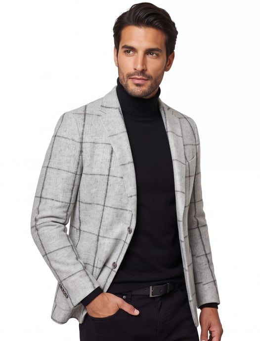 Colbert Gentiluomo wol grijs geruit normale fit - Image 1