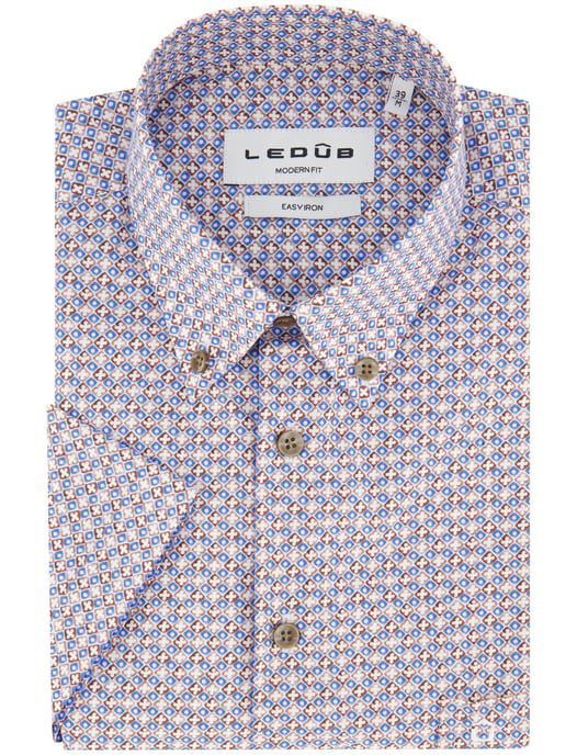 Overhemd Ledub Modern Fit blauw bruin geprint katoen - Image 2