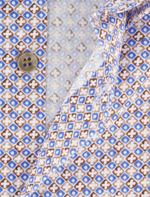 Overhemd Ledub Modern Fit blauw bruin geprint katoen - Image 4