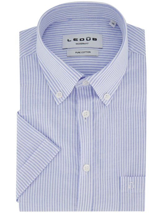 Modern fit blauw overhemd Ledub 100% katoen witte knopen - Image 2