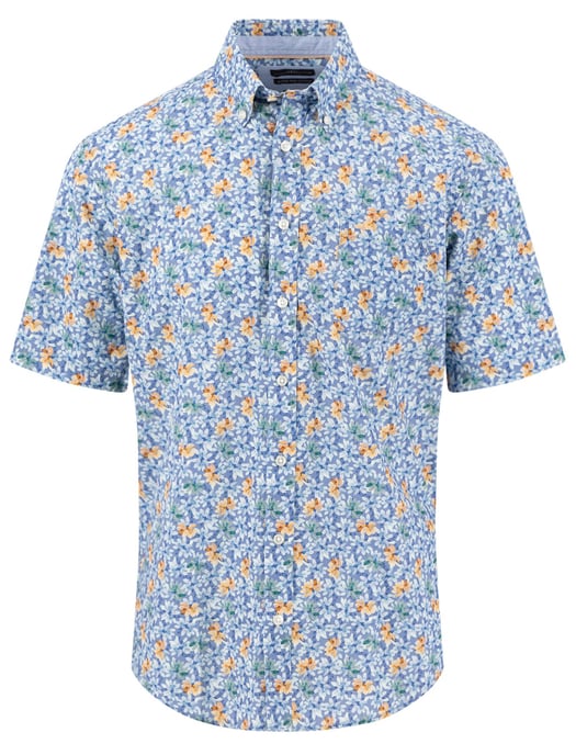 Overhemd Fynch Hatton bloemen print blauw button down boord - Image 1