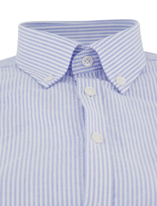 Modern fit blauw overhemd Ledub 100% katoen witte knopen - Image 3