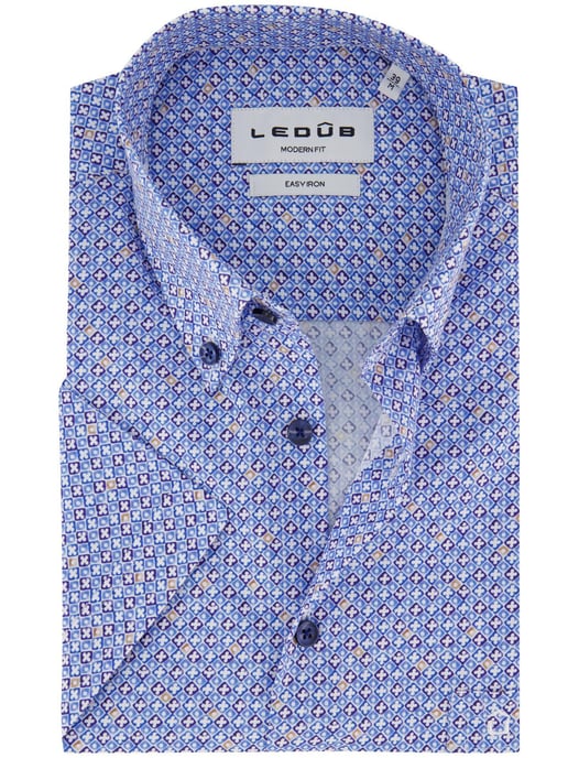 Ledub Modern Fit overhemd blauw geprint - Image 1