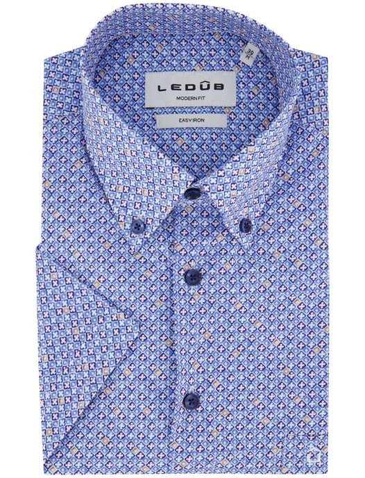 Ledub Modern Fit overhemd blauw geprint - Image 2