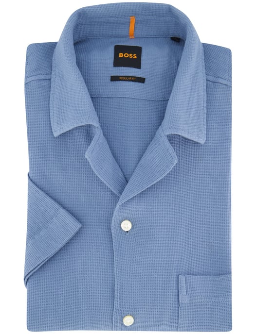 Boss Orange Rayer korte mouw overhemd blauw wide collar - Image 2