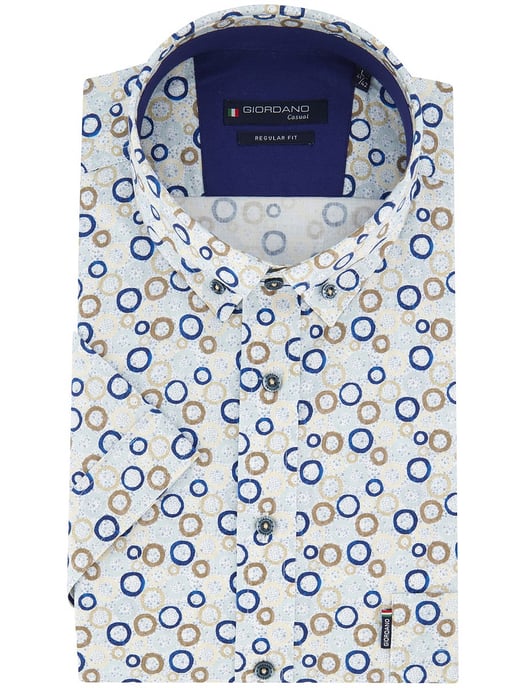 Blauw beige geprint overhemd Giordano Regular Fit met stippen - Image 2