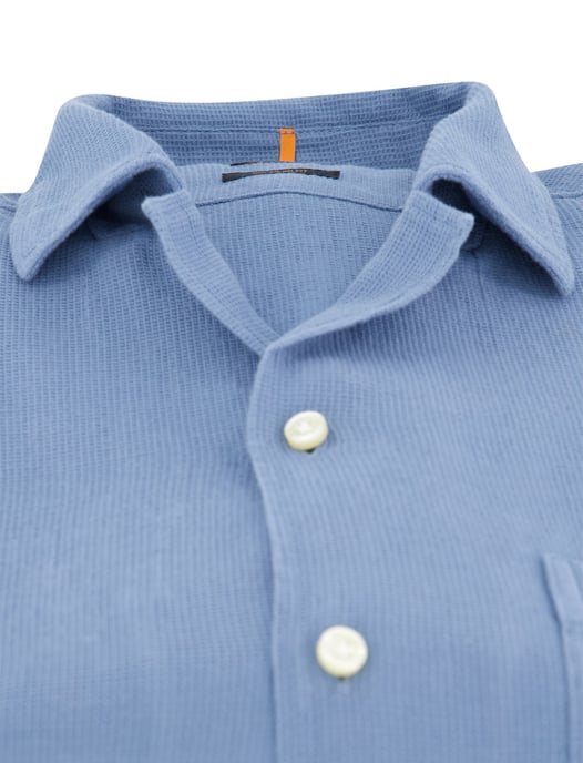 Boss Orange Rayer korte mouw overhemd blauw wide collar - Image 3