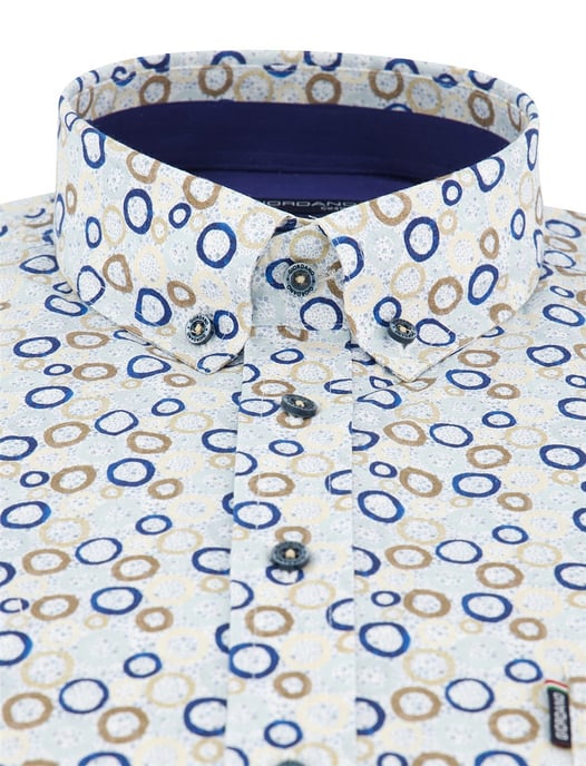 Blauw beige geprint overhemd Giordano Regular Fit met stippen - Image 3