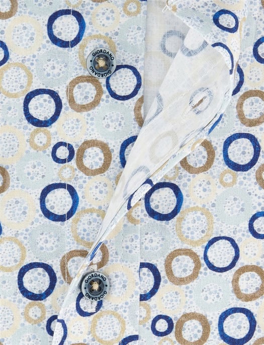 Blauw beige geprint overhemd Giordano Regular Fit met stippen - Image 4