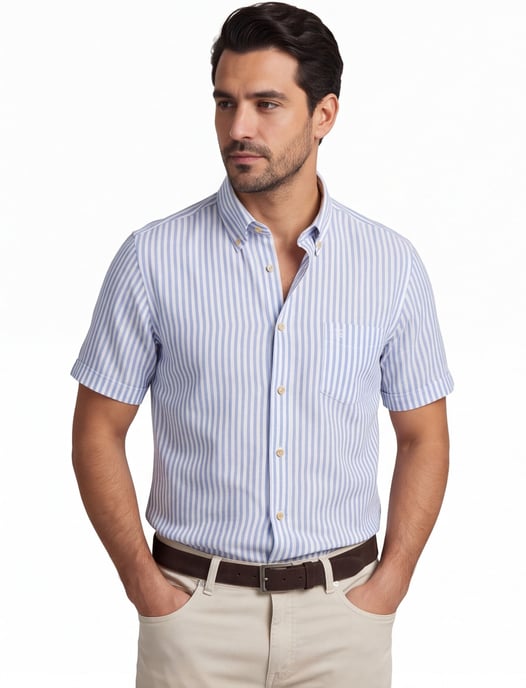Blauw gestreept overhemd Ledub Modern Fit - Image 1
