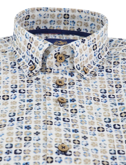 Overhemd korte mouw Eden valley blauw printje met borstzak - Image 3