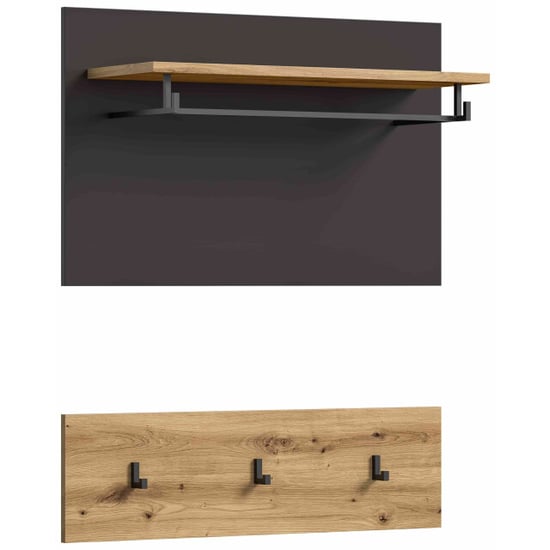 Furnilux Canu kapstok 3 haken 1 plank eiken decor - Image 1