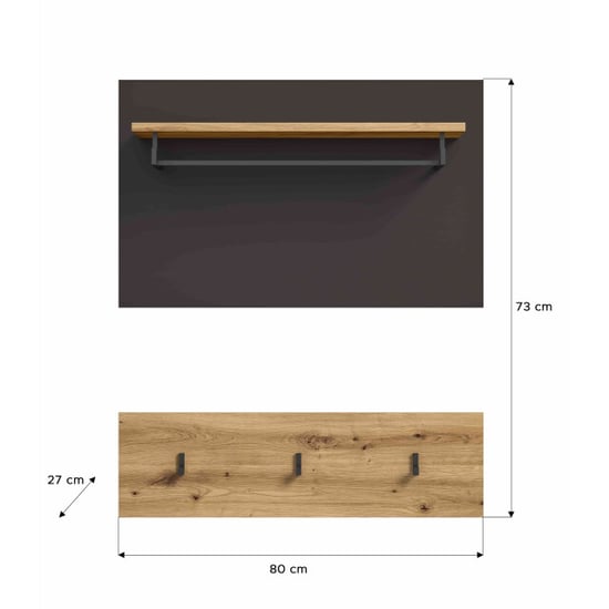 Furnilux Canu kapstok 3 haken 1 plank eiken decor - Image 2