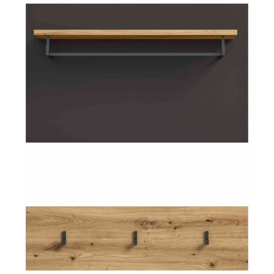 Furnilux Canu kapstok 3 haken 1 plank eiken decor - Image 4