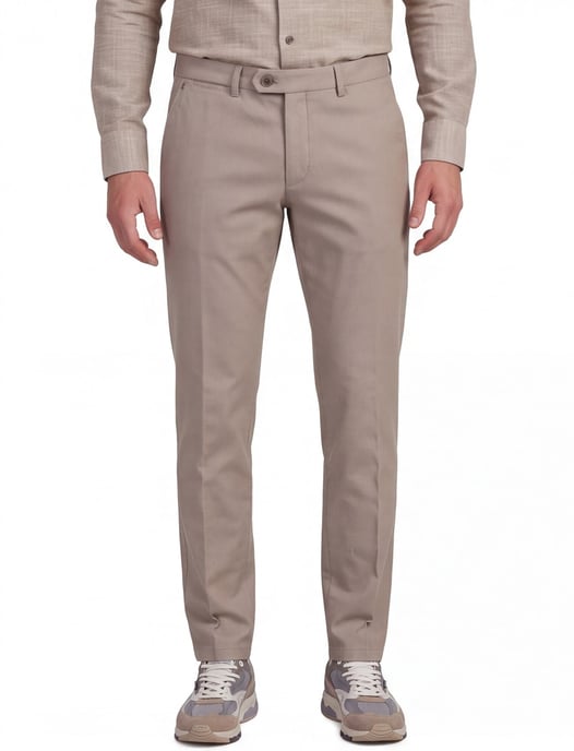 Gardeur Sonny broek bruin effen katoen slim fit - Image 1
