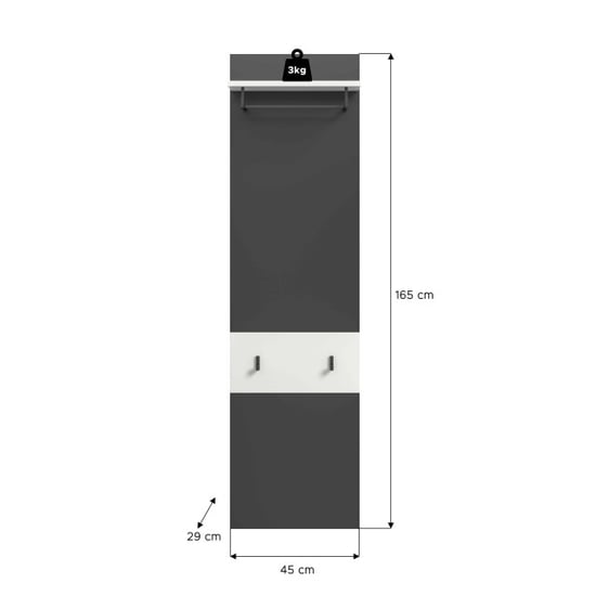 Furnilux Praktisch garderobepaneel met haken witte inbouwoplossing 165 cm moderne - Image 3