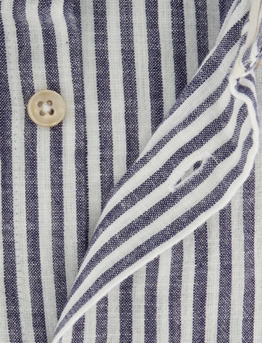 Overhemden Ledub Modern Fit donkerblauw gestreept - Image 4