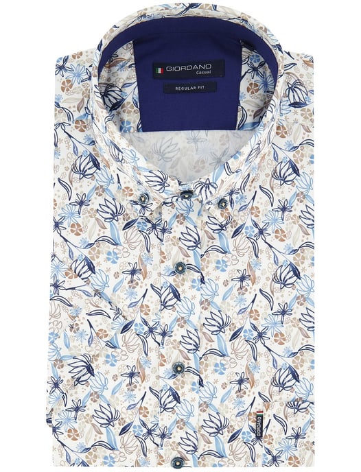 beige geprint overhemd Giordano Regular Fit bladeren en bloemen - Image 2