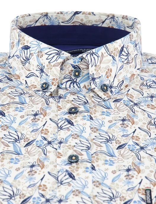 beige geprint overhemd Giordano Regular Fit bladeren en bloemen - Image 3