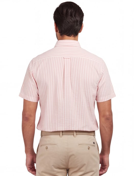 Gestreept roze wit Barbour overhemd korte mouwen - Image 2