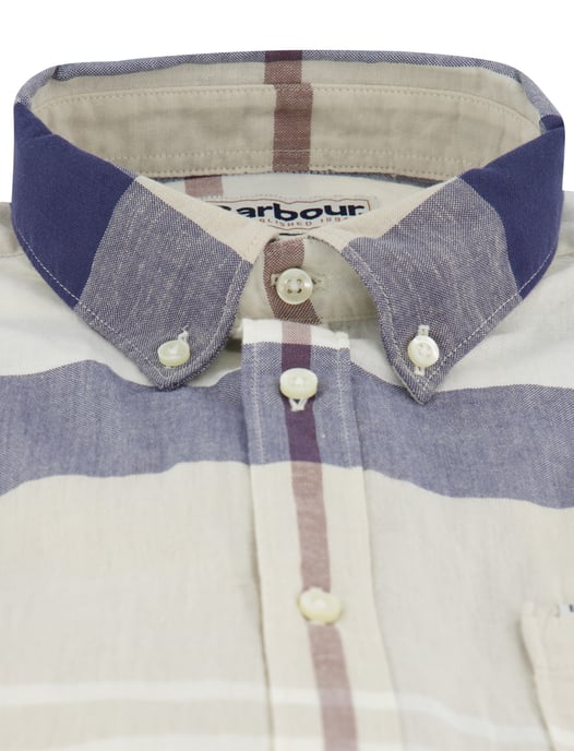 Overhemd Barbour Tailored Fit creme blauw geruit met borstzak - Image 3