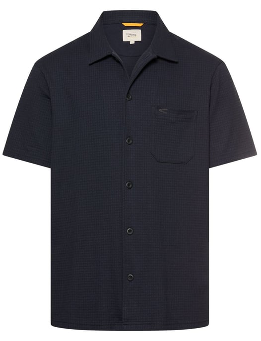 Camel Active overhemd donkerblauw katoen geprint wijde fit - Image 1